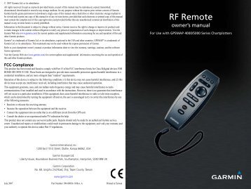 Garmin GPSMAP 6012 - Remote Control Instructions