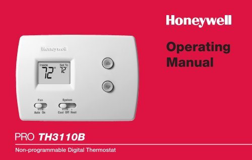 Honeywell PRO 3000 Non-Programmable Thermostat - PRO 3000 Non-Programmable Thermostat Operating Manual (English) 