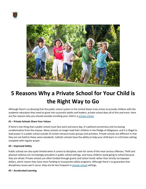 5 Reasons Why a Private School for Your Child is the Right Way to Go