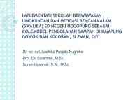 IMPLEMENTASI SEKOLAH BERWAWASAN LINGKUNGAN DAN MITIGASI BENCANA ALAM (SWALIBA) SD NEGERI NOGOPURO SEBAGAI ROLEMODEL PENGOLAHAN SAMPAH DI KAMPUNG GOWOK DAN KOCORAN, SLEMAN, DIY