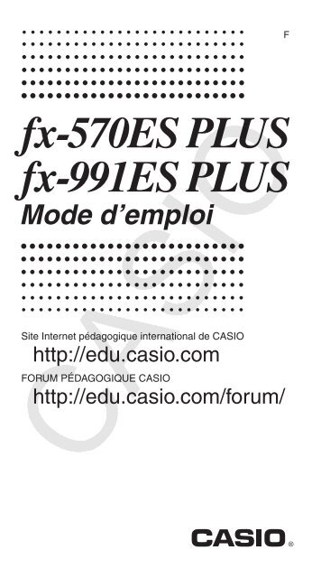 Casio fx-991ES PLUS - fx-570_991ES_PLUS Mode d'emploi