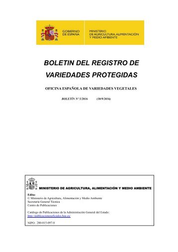 BOLETIN DEL REGISTRO DE VARIEDADES PROTEGIDAS