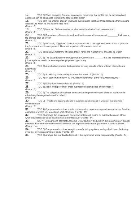 SBE 310 SBE:310 SBE310 WEEK 8 FINAL EXAM