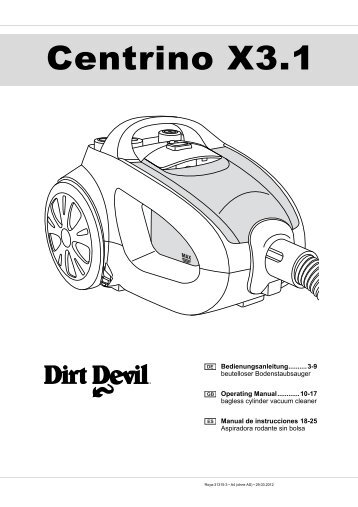 Dirt Devil Centrino X3.1 - Bedienungsanleitung Dirt Devil Centrino 3.1 M2012-3