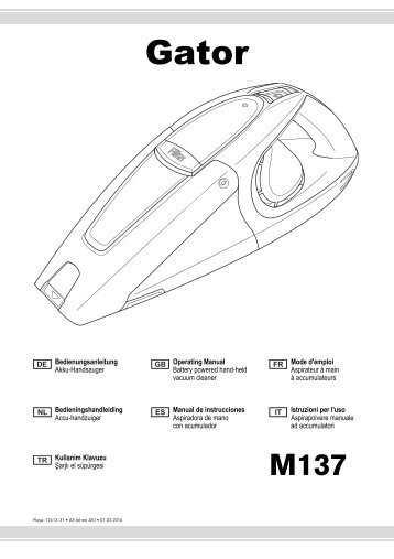 Dirt Devil Gator 18V - Bedienungsanleitung Dirt Devil Gator 18V M137