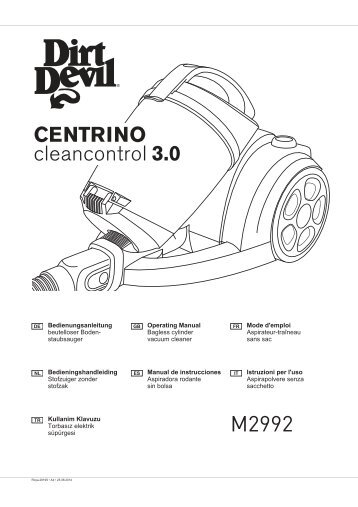 Dirt Devil Centrino Cleancontrol 3.0 - Bedienungsanleitung fÃ¼r den Dirt Devil Centrino Cleancontrol 3.0 M2992-1, -2,-3