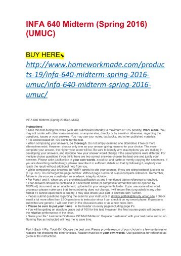 INFA 640 Midterm (Spring 2016) (UMUC)