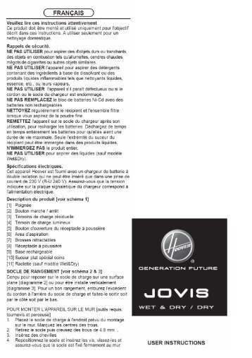 Hoover SJ96CO4011 Jovis - SJ96CO4011 Jovis mode d'emploi