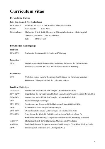 Curriculum vitae - Niels-Stensen-Kliniken