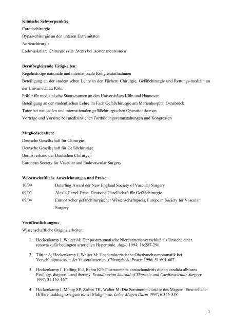 Curriculum vitae - Niels-Stensen-Kliniken