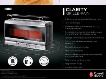 Russell Hobbs Grille-pain Russell Hobbs 21310-56 Clarity - fiche produit