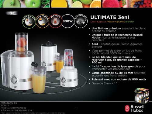 Russell Hobbs Centrifugeuse Russell Hobbs Ultimate 3 en 1_22700-56 ...