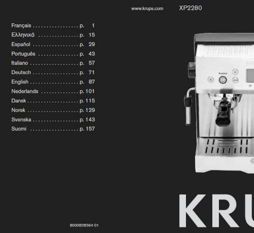 Krups Combin&eacute; Inox Espresso Automatique YY8204FD - mode d'emploi