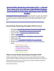 Social Media Marketing Principles PLR review & Social Media Marketing Principles PLR (Free) $26,700 bonuses