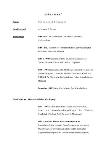 Lebenslauf als PDF - Wirbelsäulenchirurgie am St. Franziskus ...