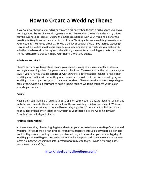 How to Create a Wedding Theme