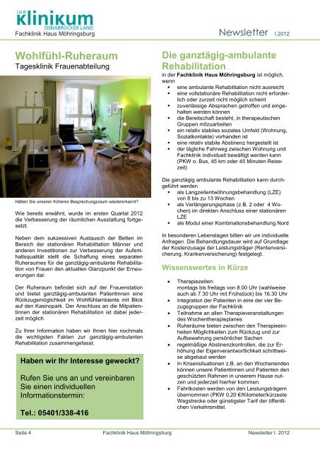 Newsletter I. 2012 - Klinikum Osnabrück