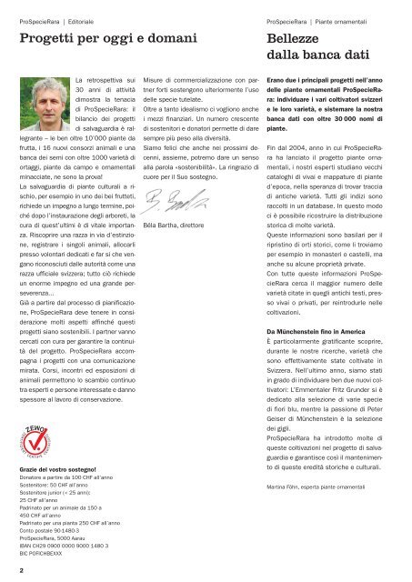 Bollettino ProSpecieRara Rapporto annuale 2011
