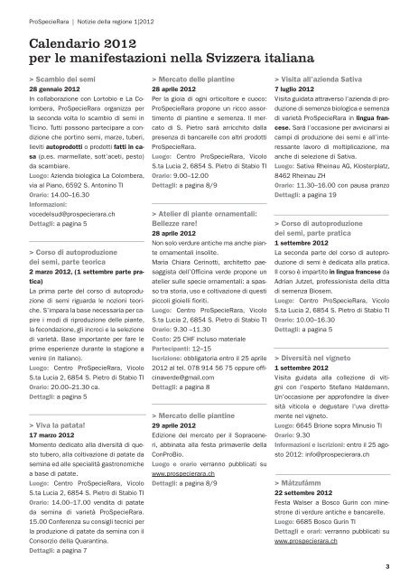 Bollettino ProSpecieRara Notizie della regione