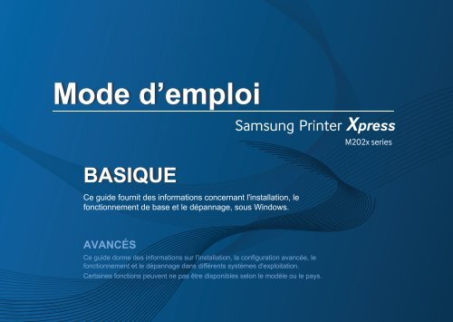 Samsung Xpress M2020W (SL-M2026W/SEE ) - Manuel de l'utilisateur 20.97 MB, pdf, Fran&ccedil;ais