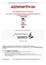 Die Gedächtnissprechstunde - AlzheimerForum