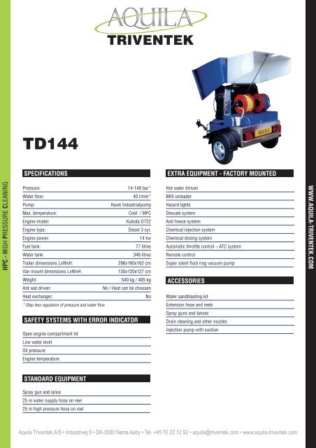 specifications safety systems with error indicator ... - Imbema Cleton