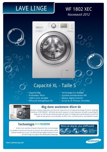 Samsung Lave linge compact Samsung ECO BUBBLE WF1802XEC - fiche produit