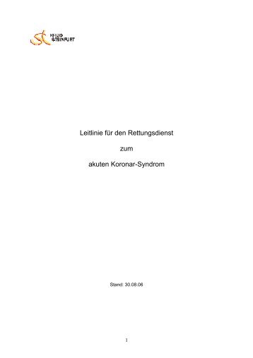 Leitlinie für den Rettungsdienst zum akuten Koronar-Syndrom