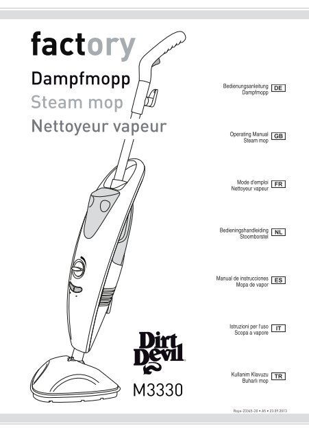 Dirt Devil Dirt Devil Steam Mop M3330 Manual Multilingue
