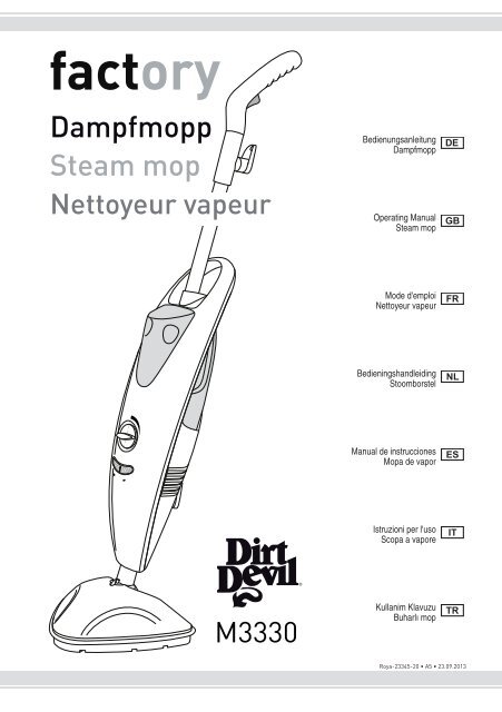 Dirt Devil Dirt Devil Steam mop - M3330 - Manual (Multilingue)