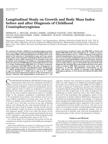 Longitudinal Study on Growth and Body Mass Index before and after ...