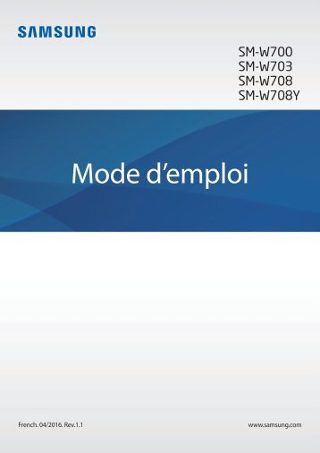 Samsung Galaxy TabPro S Wi-Fi Blanc (SM-W700NZWAXEF ) - Manuel de l'utilisateur(Window 10) 3.29 MB, pdf, FranÃ§ais