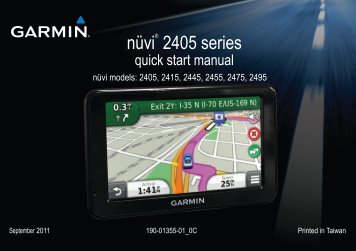 Garmin nÃ¼viÂ® 2455LM, Australia and New Zealand - Quick Start Manual