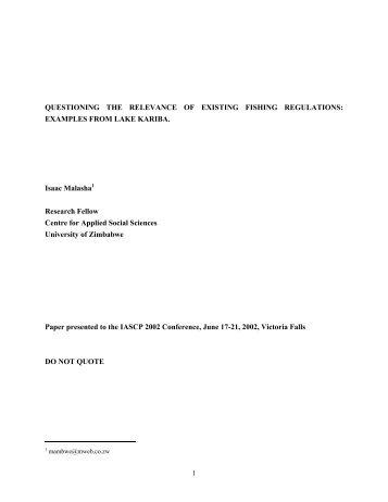 The emergence of fisheries legislation and regulations in Zambia ...