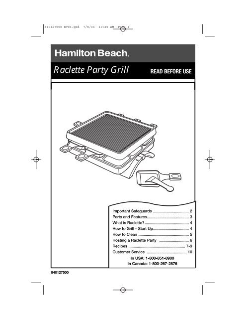 Guide d'utilisation avec précaution de votre appareil àraclette