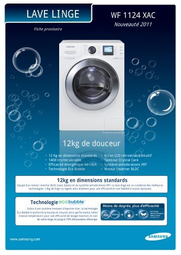 Samsung Lave linge hublot Samsung ECO BUBBLE WF1124XAC - fiche produit