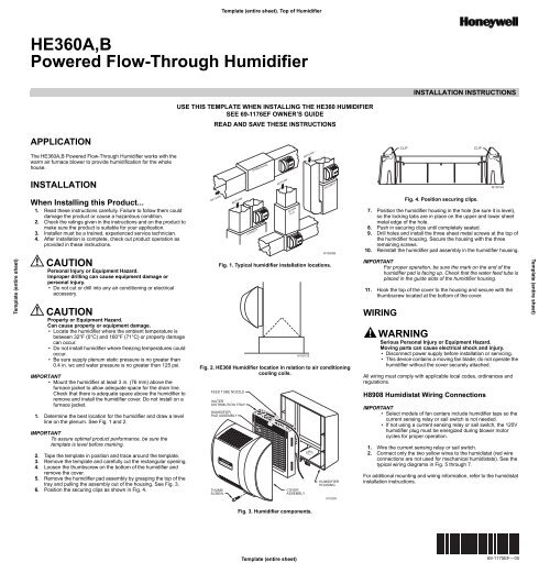 Honeywell H360 Power Flow Through Humidifier (HE360A) Powered Flow