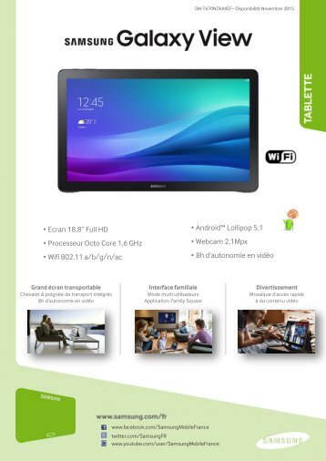 Samsung Tablette Android Samsung Galaxy View 32Go Noire - fiche produit