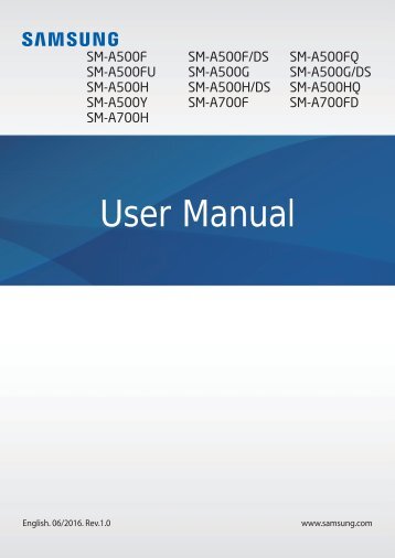 Samsung Galaxy A5 (SM-A500FZDUXEF ) - Manuel de l'utilisateur(Marshmallow) 5.53 MB, pdf, Anglais