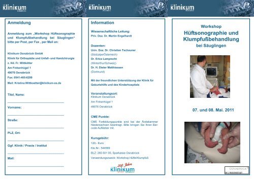 Hüftsonographie und Klumpfußbehandlung - Klinikum Osnabrück