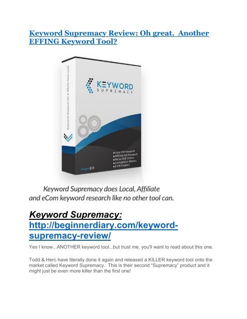 Keyword Supremacy review & Keyword Supremacy (Free) $26,700 bonuses