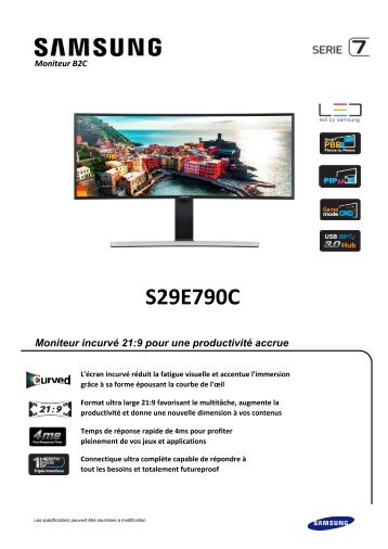 Samsung Ecran PC Gamer Samsung S29E790CNS CURVE - fiche produit