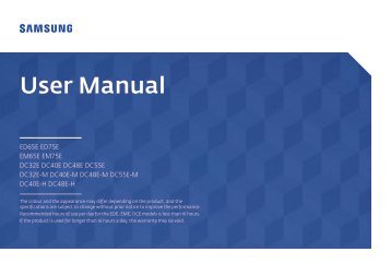 Samsung Ecran LFD 32'' - 330 cd/mÂ² DC32E (LH32DCEPLGC/EN ) - Manuel de l'utilisateur 1.72 MB, pdf, Anglais