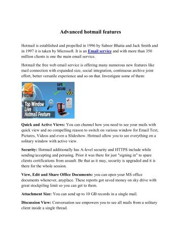 Advanced hotmail features