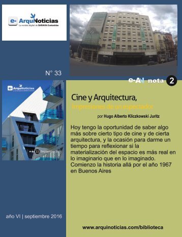 e-An N° 33 nota N° 2 Cine y Arquitectura por el arq. Hugo Alberto Kliczkowski Juritz 