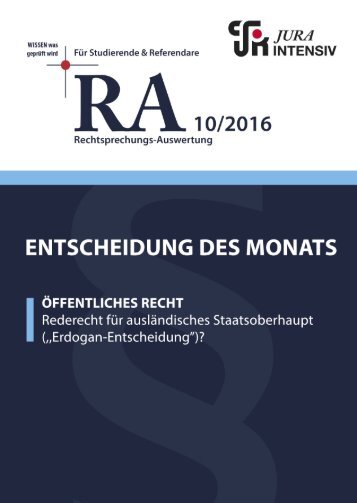 RA 10/2016 - Entscheidung des Monats