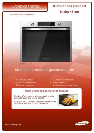 Samsung Micro ondes Samsung NQ50K3130BS - fiche produit