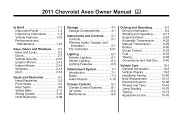 Chevrolet 2011 Aveo - View Ownerâs Manual