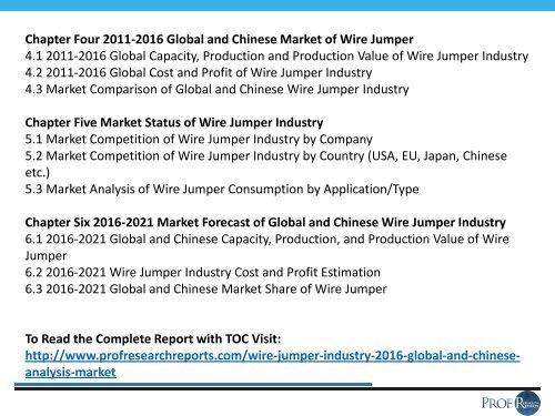 WIRE JUMPER INDUSTRY REPORT