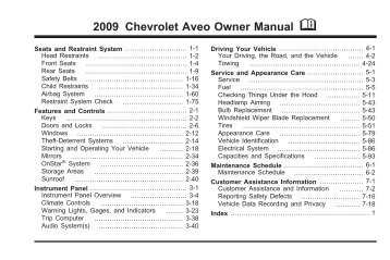 Chevrolet 2009 Aveo - View Ownerâs Manual